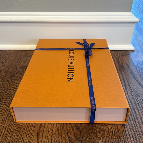 Louis Vuitton Gold Orange Blue Empty Shirt Gift Box Ribbon with Tissue Paper - Picture 6 of 13